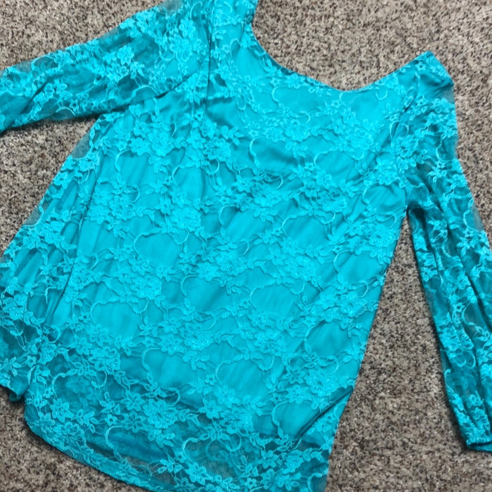 Mint Lace Bow Back Blouse